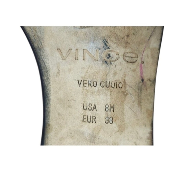 VINCE Raine Black Leather Ankle Strap City Sandals Open Toe Heels Lizard… - Picture 11 of 14